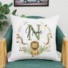 Animal with Name Pillow Case Personalized Pillow Dust Cover Bedroom Kids Wild Party Decoration Pillowcase Birthday Children Gift