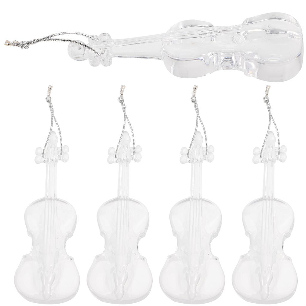 5 peças decorações de natal pingentes de natal festa árvore violino design acessórios acrílico violinos pendurado ornamentos suprimentos