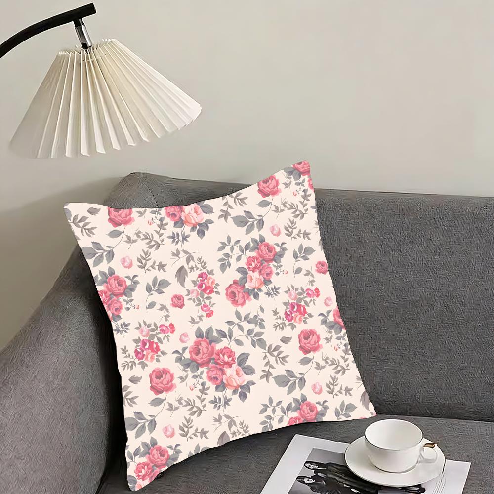 Floral Pattern Cute Cushion Cover Pillowcase Ultra Soft Skin Friendly Fabric Cloud Like Comfort Concealed Zipper