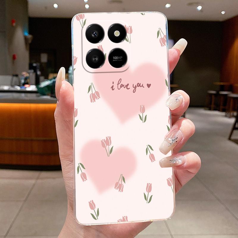 For Honor 400 Smart 5G Case Honor X7d 4G 5G Cover Clear Luxury Fashion Butterfly Flower Soft TPU Silicone Transparent Phone Case