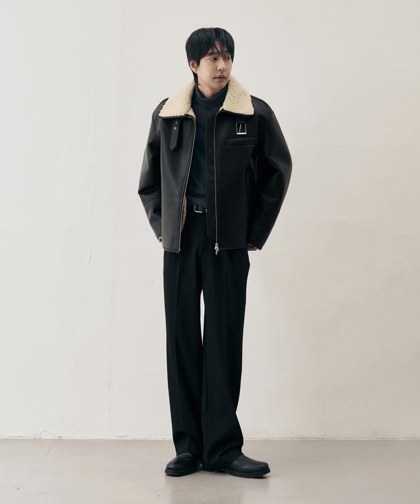 Draw Fit [Oh Jung-Kyu X Draw Fit] Shearling Minimal Mustang Jacket [Beige]