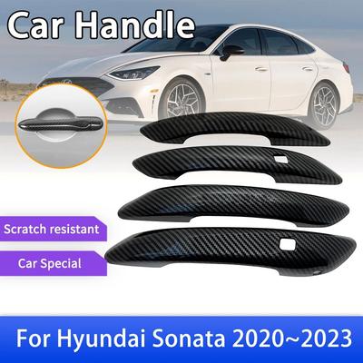 Osłona inteligentnej klamki drzwi z włókna węglowego do Hyundai Sonata 8 DN8 2022 2023 Akcesoria zewnętrzne do samochodów Naklejki dekoracyjne Wykończenie