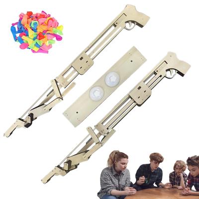 Whack A Balloon Game Handmade Puppet Battle Board Game Fun Interactive Wood Toy with 100 Balloons for 2 Players Living Room