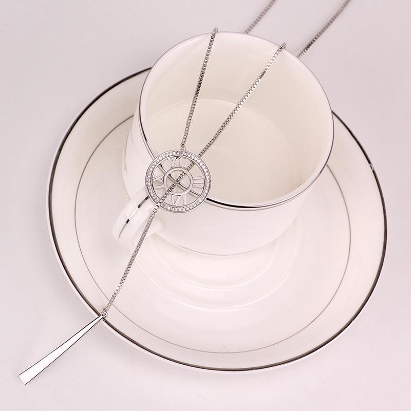 Sweater Chain Autumn And Winter Long Roman Dial Fringed Necklace Women S Necklace Douyin Same Sweater Chain платиновый