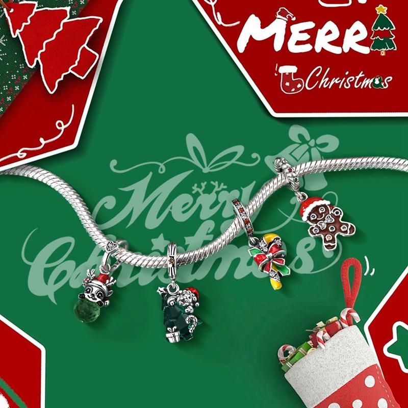 Copper Charms Beads Elk Crystal Tree Christmas Halloween Charm Pendent Fit Original Bracelet Women Jewelry Gift