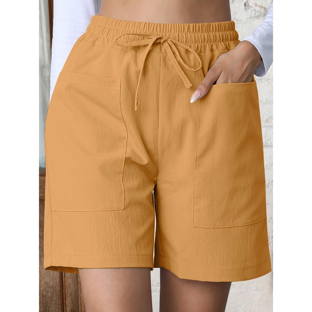 Trendy Women's Casual Drawstring Elastic Waist Relaxed Straight Leg Shorts, Lightweight Breathable Summer Shorts for Daily Wear & Outings shorts