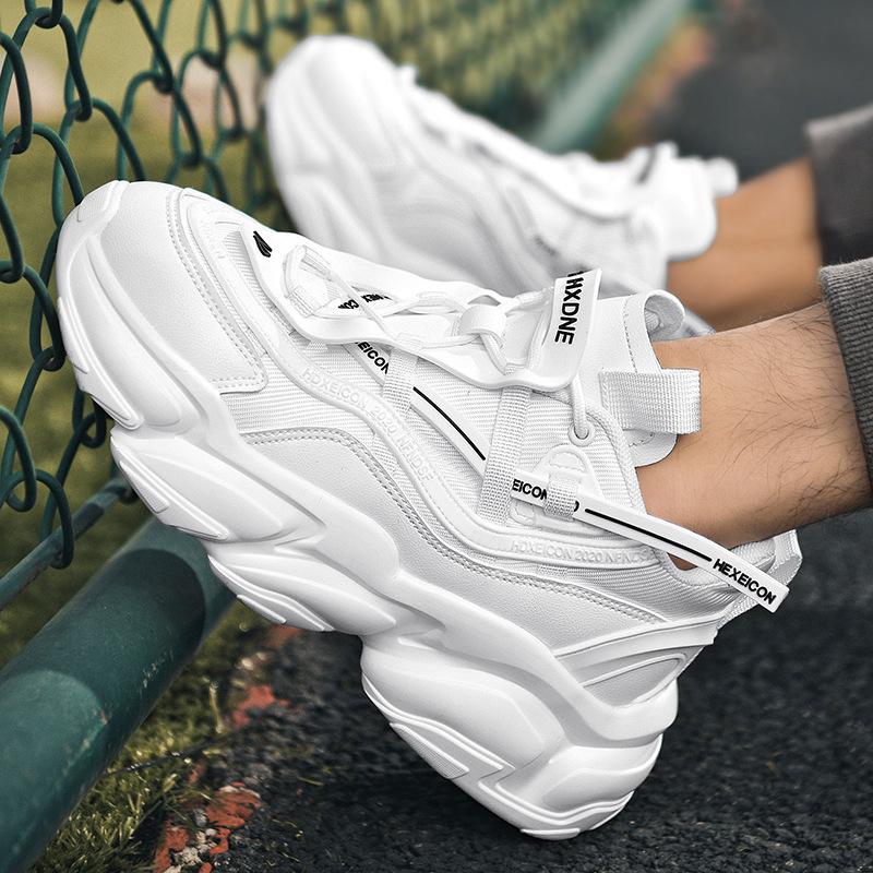 Thick-soled Heightening Dad Shoes for Men and Women Ins Spring and Summer New Leather Mesh Versatile Shoes Casual Sports Shoes