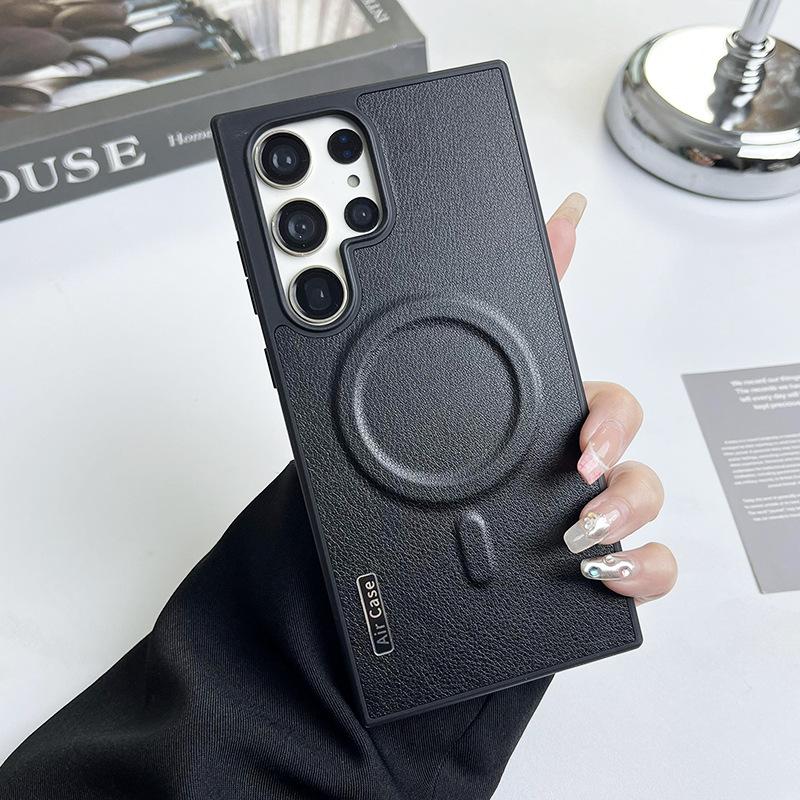 Contrast Pigment Leather TPU Suitable for Samsung S24 Ultra Mobile Phone Case MagSafe Magnetic Absorbing S22 Anti Fall Protection Case S23