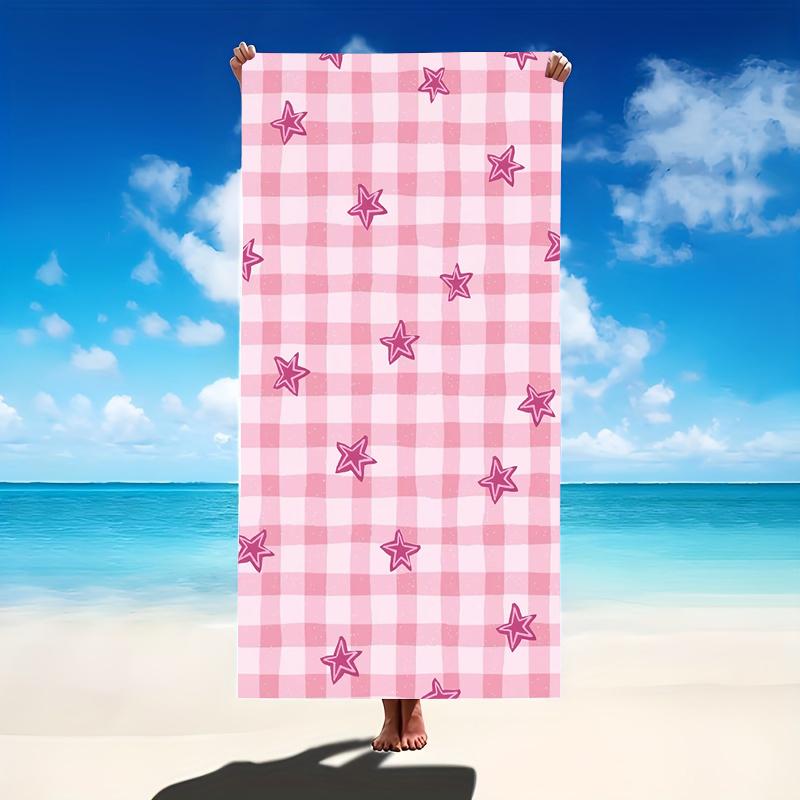 Pink Checkered Beach Towel Oversized Microfiber Extra Large Quick Dry Sand Free Bath Towel Swim Pool Blanket For Kids Adults