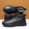 First layer cowhide cotton shoes men's winter velvet thickened middle-aged men's genuine leather high-top warm and non-slip dad cotton boots