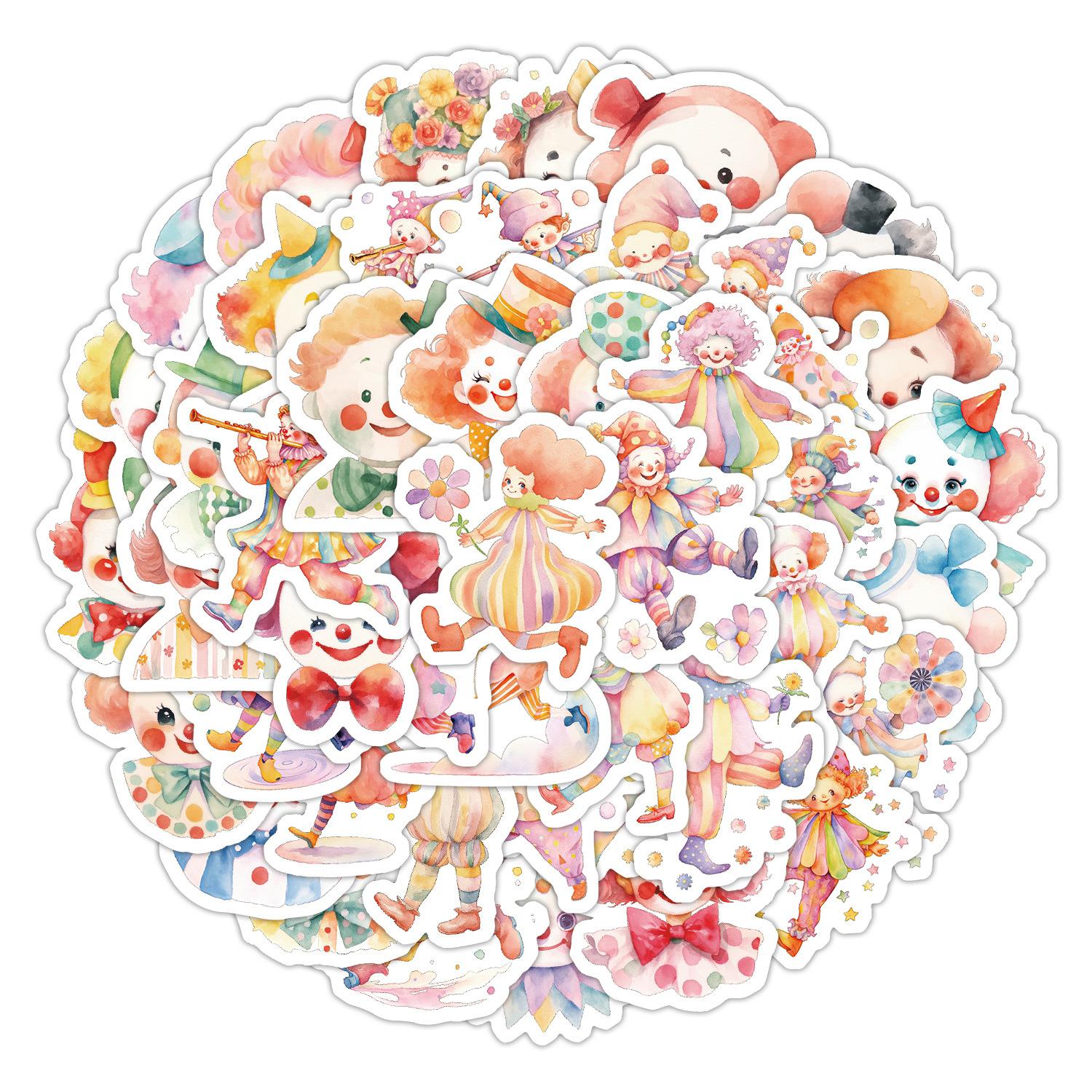 

50 Милых Акварельных Наклеек Граффити Клоунов для Скейтборда, Чемодана, Украшения Мобильного Телефона, Водонепроницаемые Креативные Канцелярские Наклейки