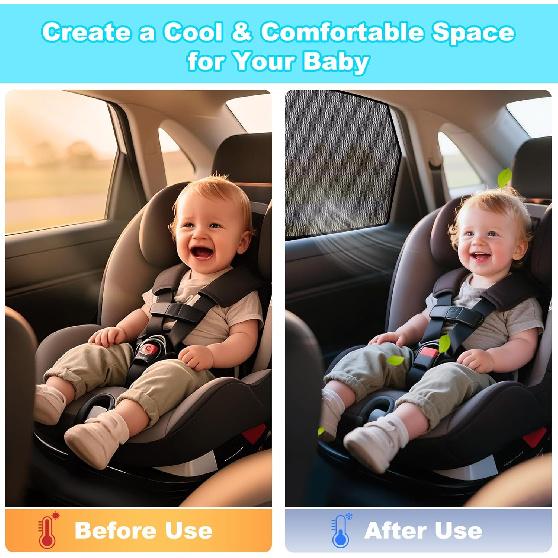 XCBYT Car Window Shades For 2016- Civic - 4 PCS Side Window Sun Shades For Baby, Privacy Car Window Covers With Breathable Mesh - UV Protection, Heat