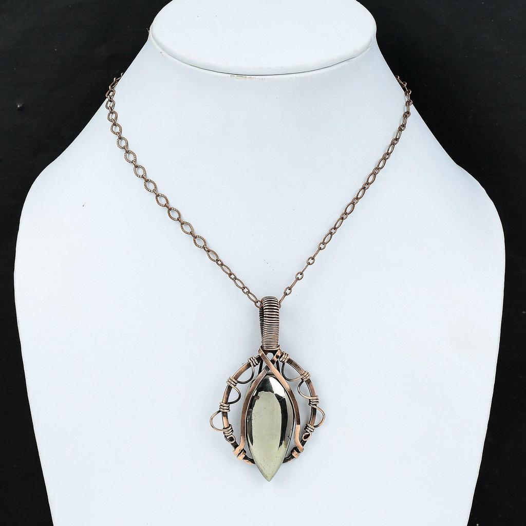 Apache Pyrite Pendant Copper Wire Wrapped Pendant Wire Wrap Gemstone Jewelry Handmade Pendant Copper Jewelry For Gift Apache Pyrite Jewelry