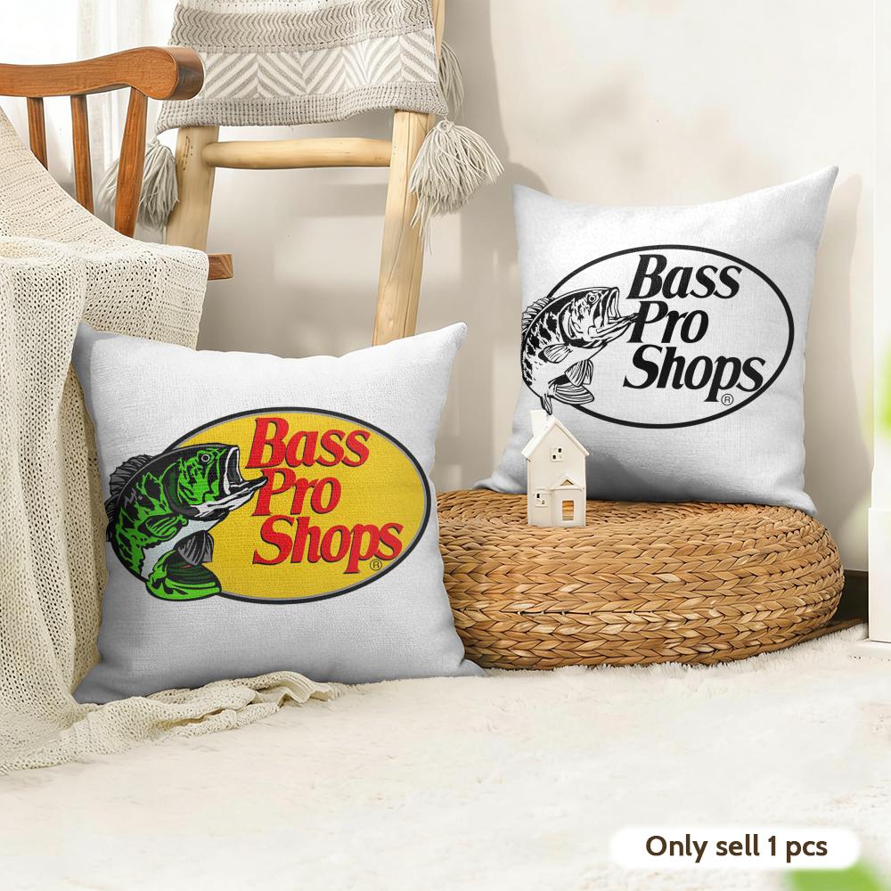 Fashion B-Bass Pro Shop Cushion Cover Natural Linen Organic Fabric Double-Sided Printing Sofa Home Decor Gift Pillow Case