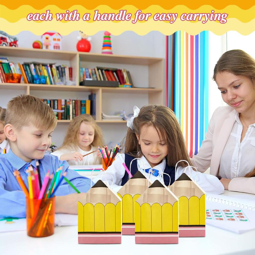 Back To School  Pencil Handheld Rope Paper Bag Campus Party Gift Bag