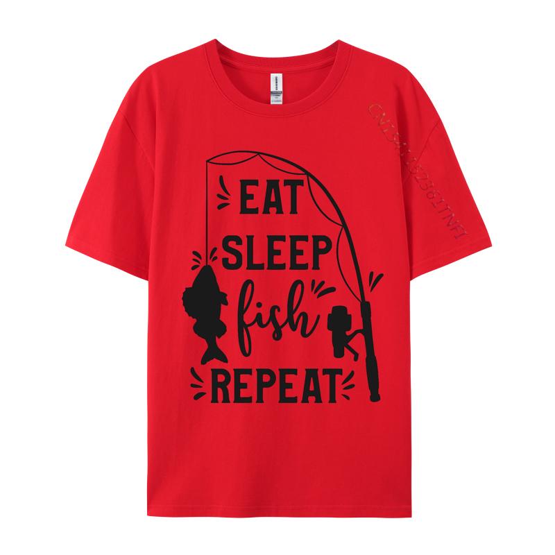 

Eat Sleep Fish Repeat Tshirt Printed Funny Slim Fit Tees Graphic All Cotton Top Tshirts Mens Top Tshirts S