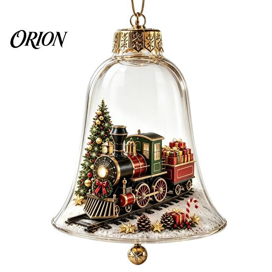 Miniature Holiday Scene Hanging Balls 3D Christmas Bell Ornament, Winter Clear Decoration with Santa Reusable Festival Ornaments Snowman Reindeer
