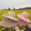 Straw Hat With Polka And Bow Design For Sun Protection Summer Beach Fashion