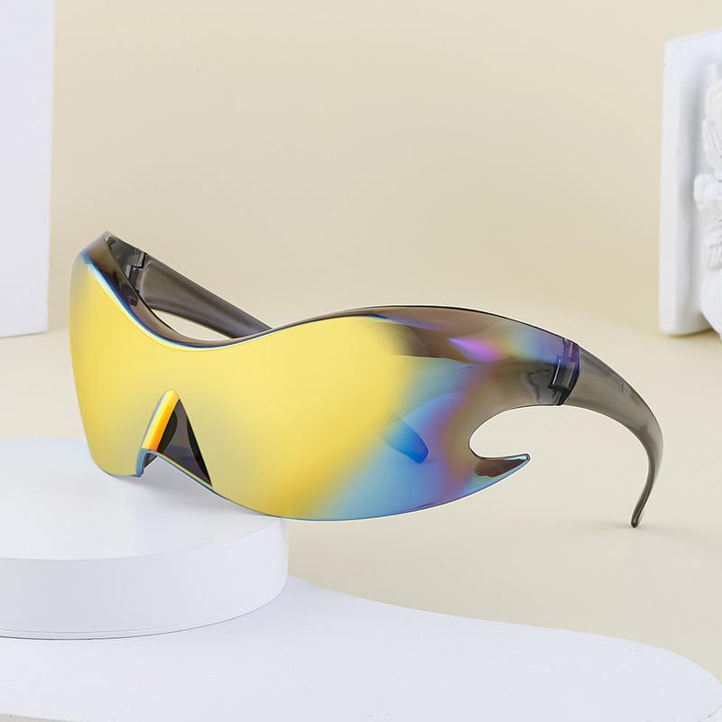 Y2K Millennial Sports Windproof Colorful Sunglasses Men'S Future Technology Wind One-Piece Sunglasses Women