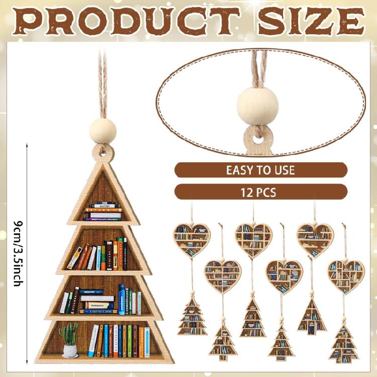 Natural Wood Christmas Hanging Decorations Vintage Inspires Carved Designs Pendant For Indoor Fireplaces Tree