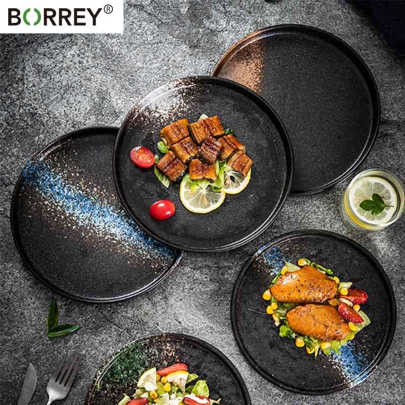 

Керамическая тарелка BORREY, круглая тарелка, сковорода для пасты, лазаньи, пиццы, фруктового салата, обеденная тарелка, скандинавская форма для выпечки, поднос, высококлассная посуда