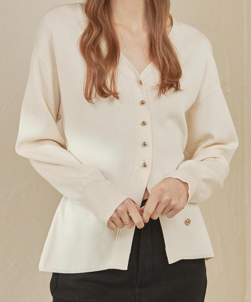 MICANE Redolence V-Neck Cardigan Cream