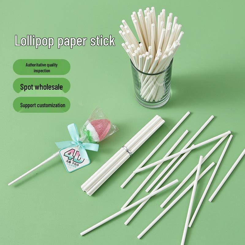 Bâtonnets pour sucettes et gâteaux en papier solide de qualité alimentaire - Lot de 100 pour la pâtisserie DIY et la fabrication de bonbons