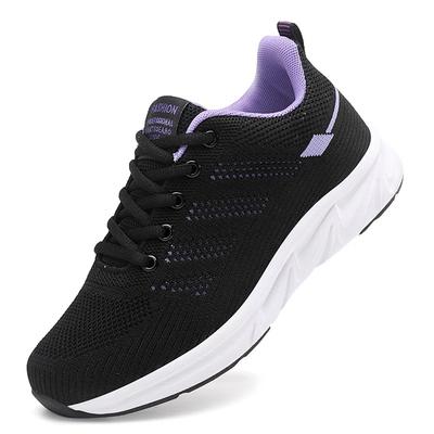 Women's New 2024 Autumn Black Sneakers Mom Middle-Aged And Elderly Running Shoes Work Soft Bottom Not Tiring On The Feet
