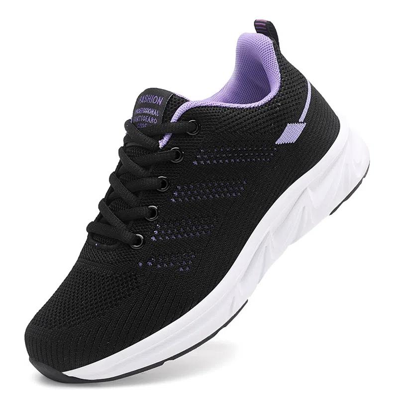 Fashion Women's New 2024 Autumn Black Sneakers Mom Middle-Aged And Elderly Running Shoes Work Soft Bottom Not Tiring On The Feet