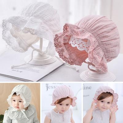 Cotton Lace Ruffle Hat Soft Sun Hat Boys Girls Caps Lacing Cap  Newborn Baby