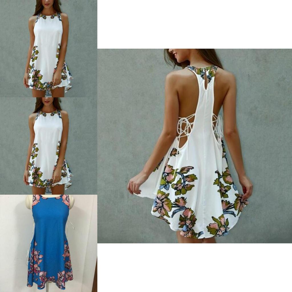 Elegant Sexy Vest Skirt Sleeveless Short Skirt Printed Flower Casual Dress For Women S-xxl