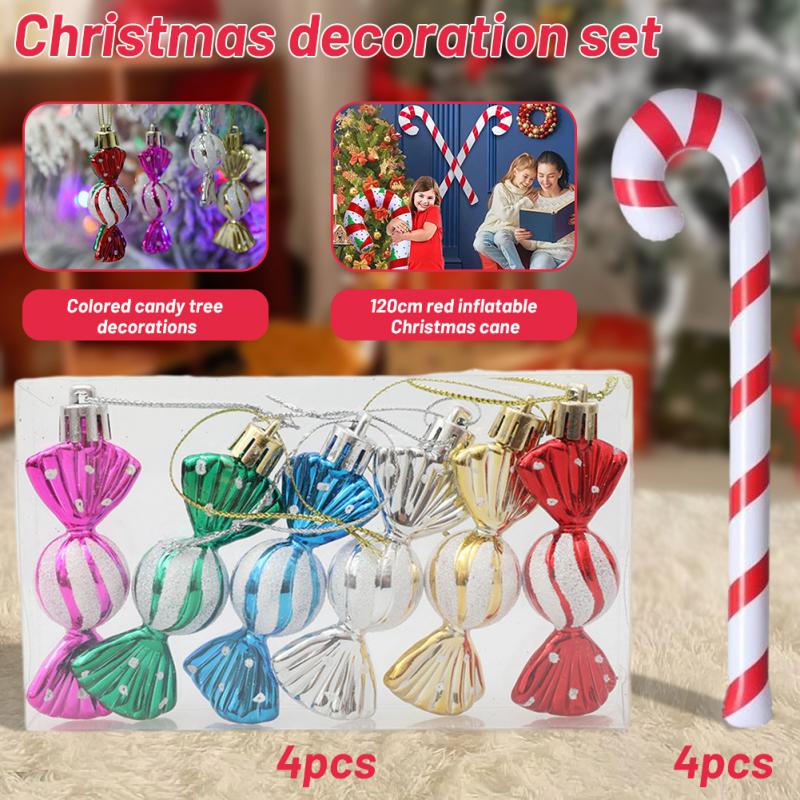 6/24pcs Christmas Lollipop Candy Cane Pendant Xmas Tree Hanging Ball Ornaments Christmas Decorations For Home 2024 New Year Gift