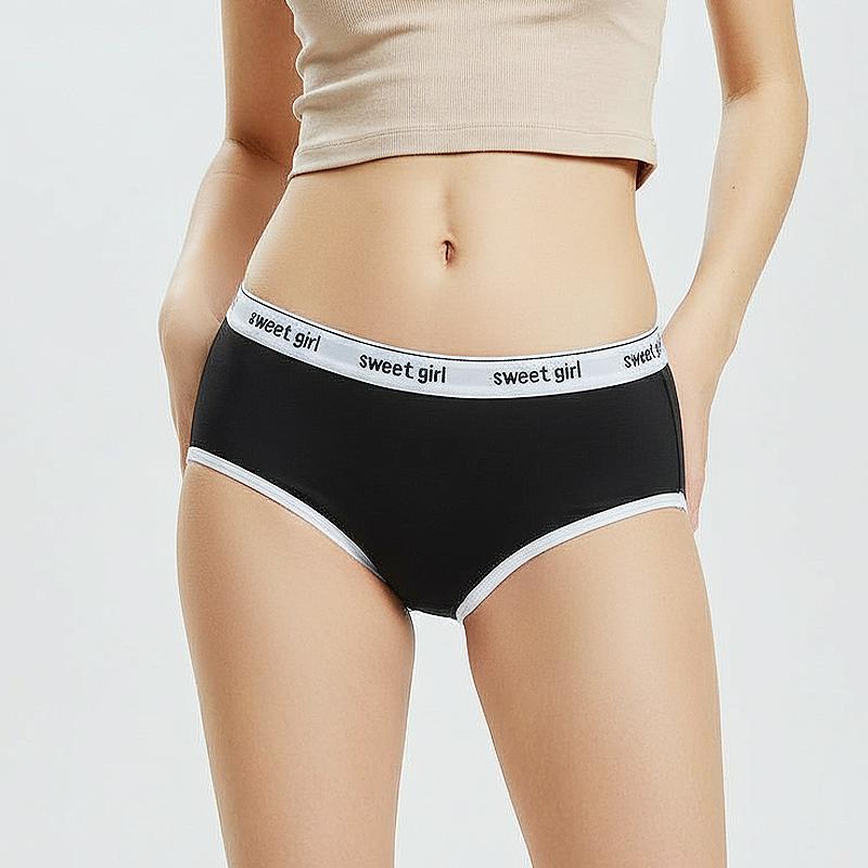 Women Anti-septic Moisture-wicki Panties Seamless Mid Waist Elastic Soft Breathable Underwear Briefs