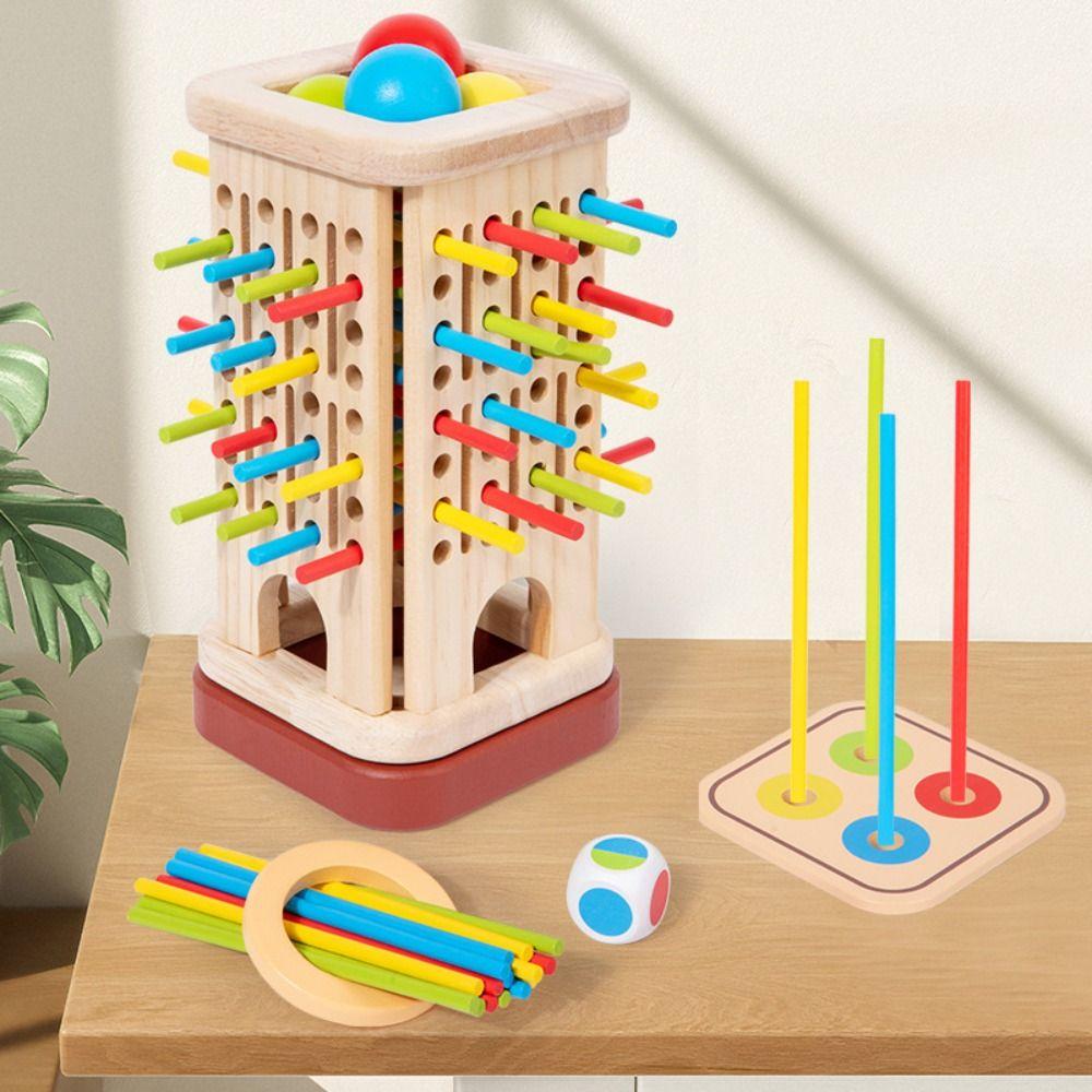 Fun Wooden Stick Board Game Colorful Sticks Wooden Stick Tower Toy Set  Boys/Girls