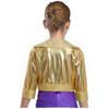 Mädchen Reverskragen Langarm Glänzende Strasssteine Metallische Jacke Jazz Dance Oberbekleidung