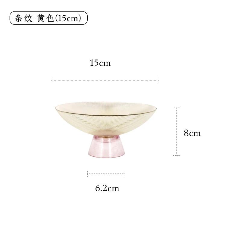 Transparent Glass Fruit Plate Round Shape Tall Feet Glass Bowl Fruit Salad Bowl Snack Tray Dish Dessert Plate Decorative Plates