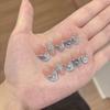 10Pcs Handmade Short Oval French Cat Eye Press On Nails Snow Island Blue Moon Reusable Fake Nail Tips