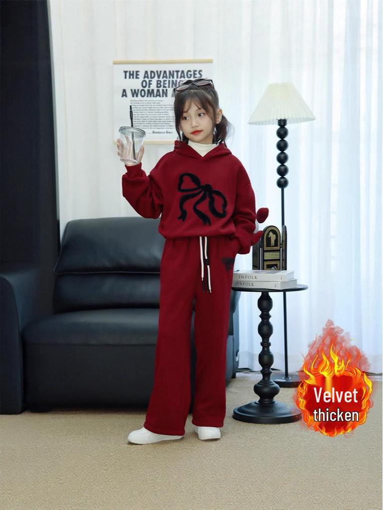 2025 Kids' Bowknot Hoodie & Sports Suit - Autumn/Winter Zodiac Collection