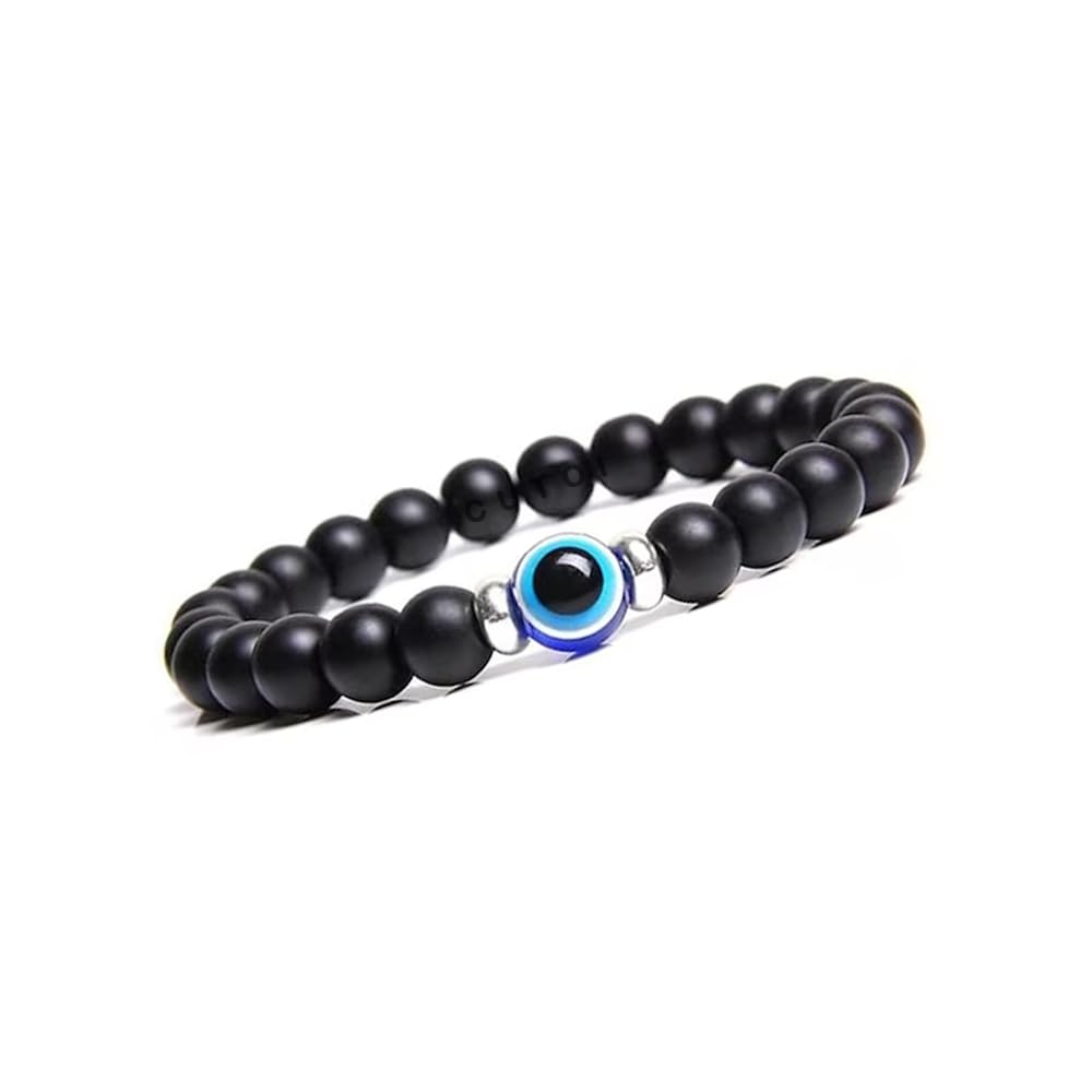 Cutoi THUNDERSTORM Evil Eye Bracelet with Black Onyx Stone Naturally Energized Attracts Good Luck, Protection Nazar Reiki Healing for Men & Women