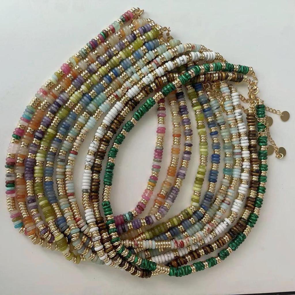 Colorful Semi-Precious Stone Beaded Necklace - Handmade Vintage Clavicle Chain with Optional Multi-Color Design