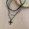 Statement Gothic Crosses Necklace Vintage Punk Crosses Necklace with Multi Layer Chains for Fashion Enthusiasts