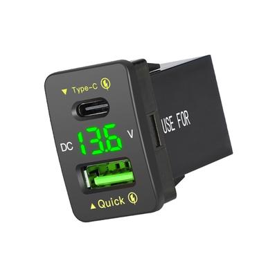 Power Socket Automotive Accesories Fast Charging Adapter Type-C USB Car Charging Port with Voltmeter for 2009-2019