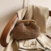 Elegant Summer Weave Chain Straw Bag Leisure Boho Straw Shoulder Bag Beach Casual Bucket Handbag For Ladies/Girls