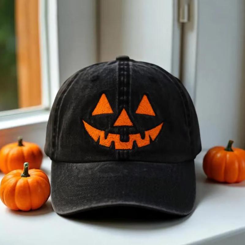 

Хэллоуин Унисекс Вышивка Тыква Бейсболка Фестиваль Хэллоуин Вечеринка Тыква Лицо Шляпа Головной убор чёрный