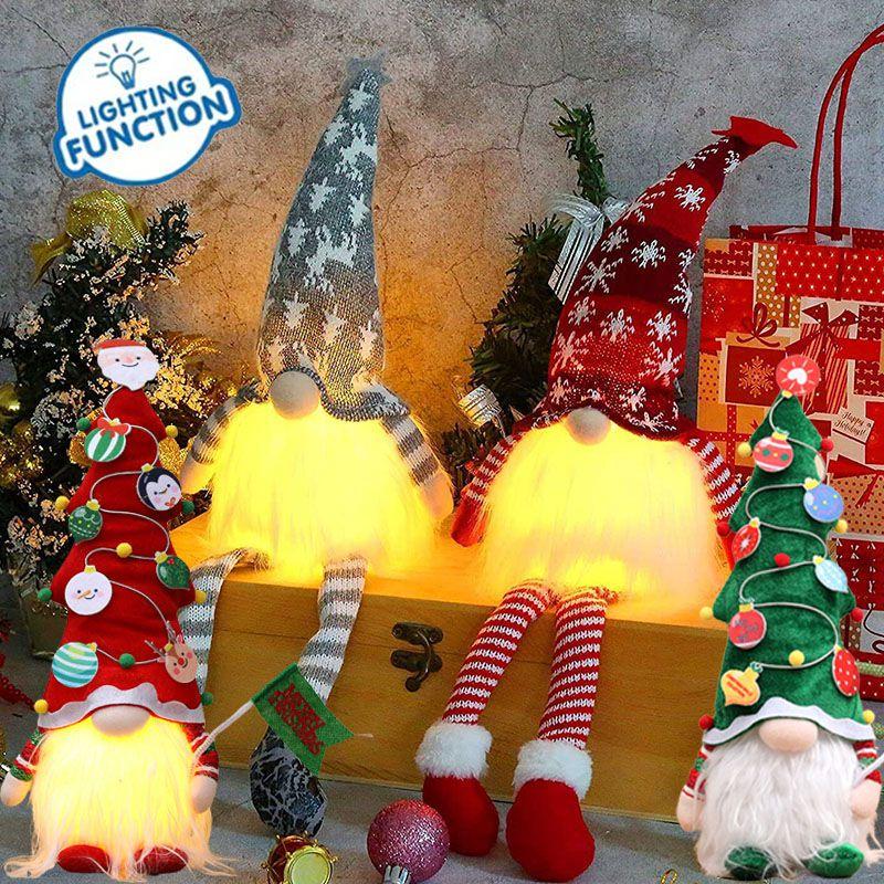 Incredibly Soft Christmas Gnomes With Led Lights Plush Dolls Xmas Ornament