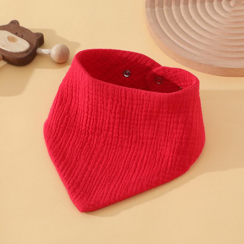 

Однотонный хлопковый марлевый детский слюнявчик, Впитывающий и быстросохнущий, Застежка на кнопках, Не липкий, Класс А. красный