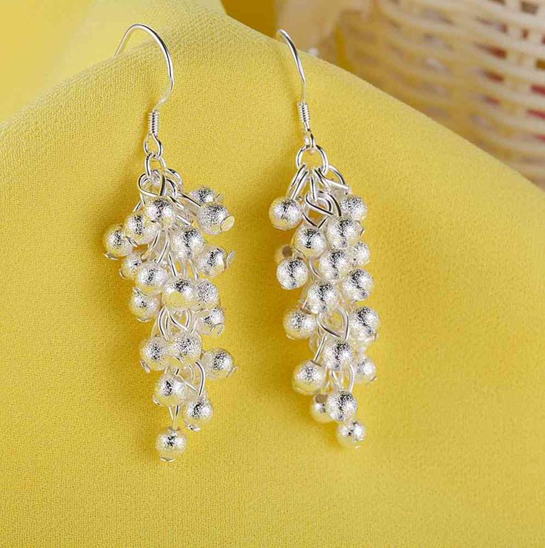 925 Sterling Silver Earrings Hot Grapes For Women Exquisite Student Girlfriend Jewelry Accessories Wedding Fashion Gift