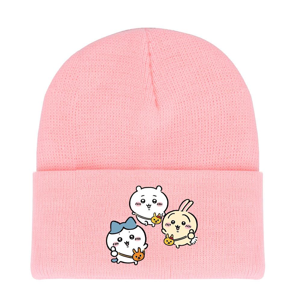 Usagi Chiikawa Round Top Dopamine Print Knit Hat For Animation Enthusiasts