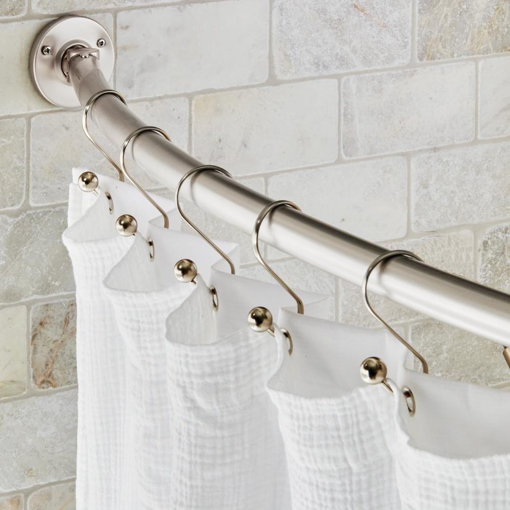 Rustproof Stainless Steel Shower Curtain Hooks Set of 12 S-Shaped Easy Install Decorative Ball Design Fits 1 Inch Rods