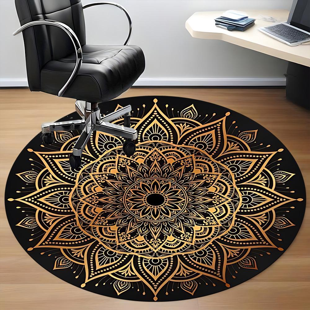 1PC Golden Mandala Pattern Chair Carpet for Office, Indoor Non-Slip Washable Carpet, Soft Comfortable Mat For Office Room yy250930245